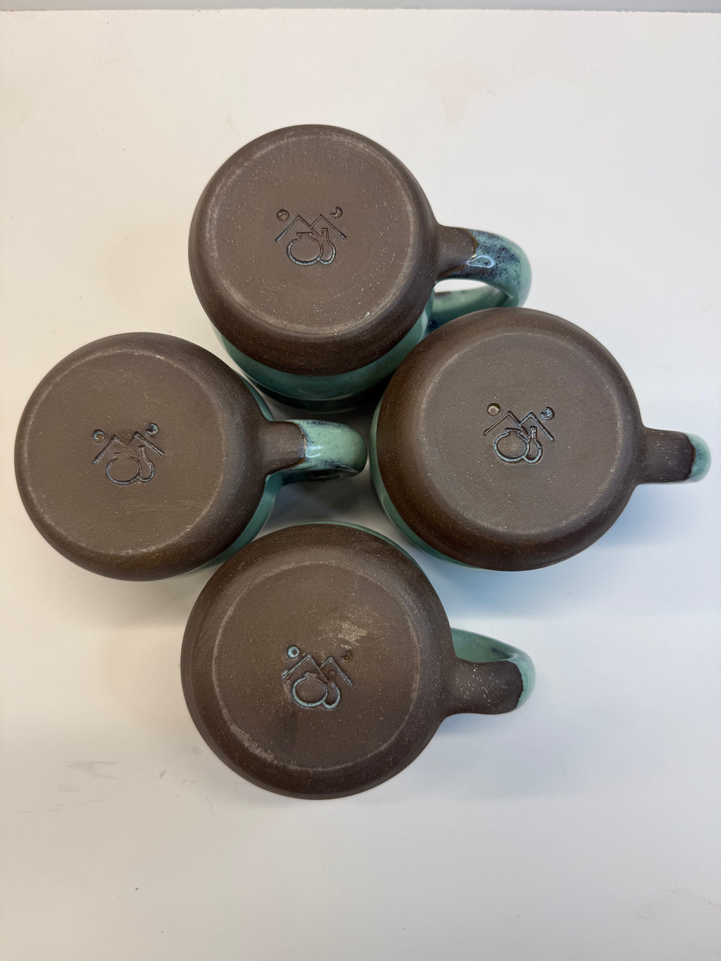 Item 0001 : Stoneware Mugs in Pangaea Mint Glaze- stunners!